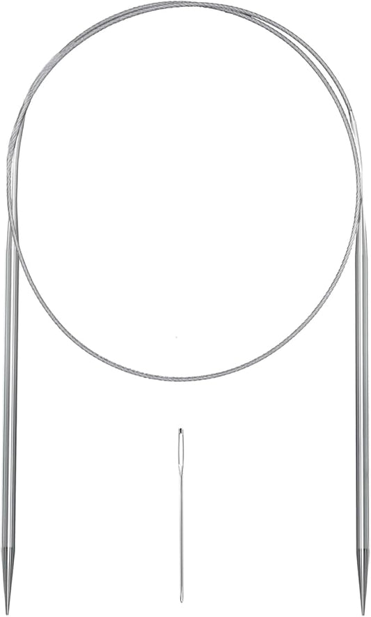 Aolfior Stainless Steel Circular Knitting Needles Size 15 16 Inch 10.0 mm Set Round Metal (Silver, 16 inch-15-(10.0mm)) Suitable for Beginners and Experienced Knitters Alike.