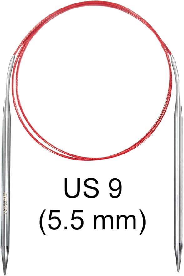 Size 9/5.5mm Circular Knitting Needles,40 Inch/100cm Knitting Needles for Beginners,Metal Round Knitting Needle Set with 9 Yarn Needle (Orange, 40-inch-US-9(5.5mm))