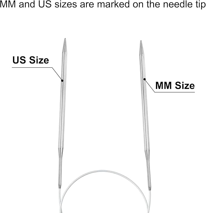 uxcell 8 Gauge Knitting Circular Needle 26 Inch(65cm) Metal Round Stainless Steel Needle with Large Eye Sewing & Stitch Markers for Handmade Projects DIY Knit Blankets