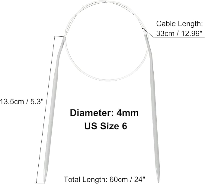 uxcell Aluminum Circular Knitting Needle US Size 24 Inch (60cm) Length Size US 6 (4mm) Round Knitting Needle for Handmade Projects DIY Knitting