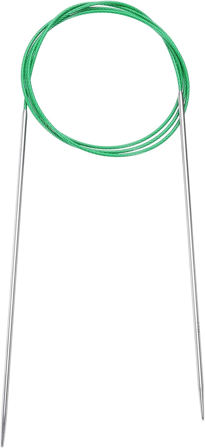uxcell Size US 1 (2.25mm) Knitting Needles Circular Needle 40 Inch(100cm) Round Metal Stainless Steel Needle for Handmade Projects DIY Knit Blankets