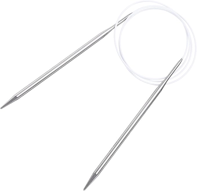uxcell Size US 8 (5mm) Knitting Needles Circular Needle 40 Inch(100cm) Round Metal Stainless Steel Needle for Handmade Projects DIY Knit Blankets