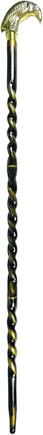 All Black Snake Handle Spiral Wooden Walking Cane