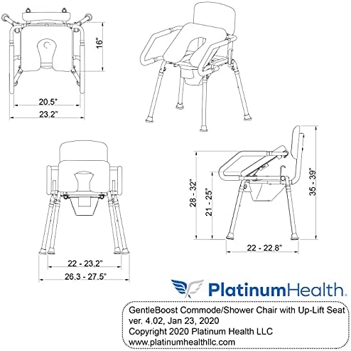 Platinum Health GentleBoost Uplift Raised Toilet Seat with Handles, Padded Bedside Commode Chair for Toilet, Elderly,Handicap Assistance Products, Elevevated, Adjustable with Arms, for Seniors (Blue)