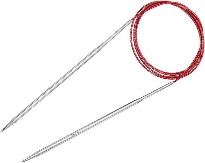 uxcell Size US 6 (4mm) Knitting Needles Circular Needle 47 Inch(120cm) Round Metal Stainless Steel Needle for Handmade Projects DIY Knitting Red