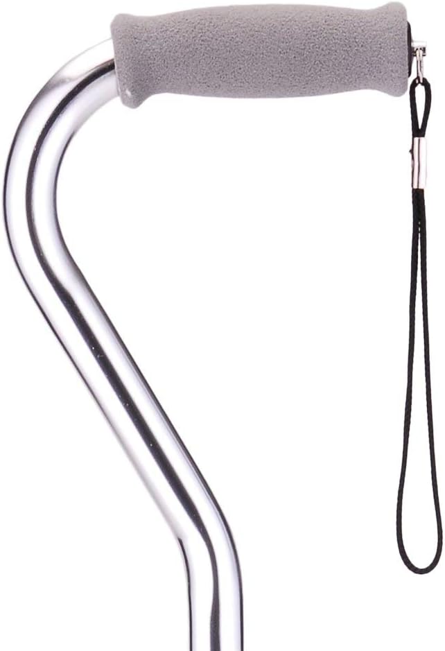NOVA Designer Walking Cane with Offset Handle, Lightweight Adjustable Walking Stick with Carrying Strap, Silver