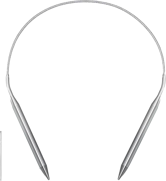 Size 15 Stainless Steel Circular Knitting Needles 16 Inch 10 mm Set Round Metal (Silver, 16 inch-15-(10mm))