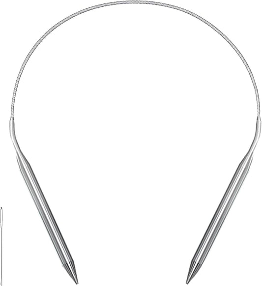 Size 15 Stainless Steel Circular Knitting Needles 16 Inch 10 mm Set Round Metal (Silver, 16 inch-15-(10mm))