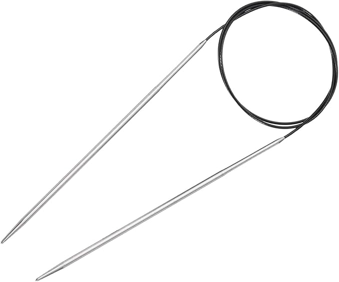 uxcell Size US 3 (3.25mm) Knitting Needles Circular Needle 31 Inch(80cm) Round Metal Stainless Steel Needle for Handmade Projects DIY Knitting Black
