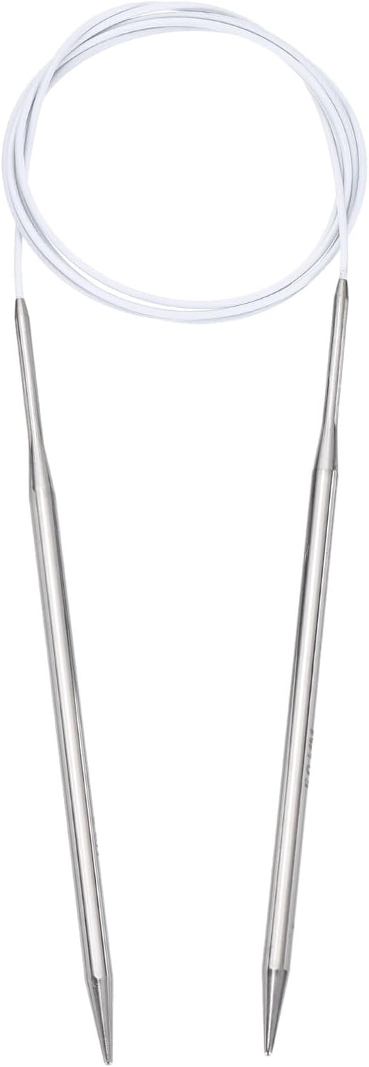 uxcell Size US 8 (5mm) Knitting Needles Circular Needle 47 Inch(120cm) Round Metal Stainless Steel Needle for Handmade Projects DIY Knitting White