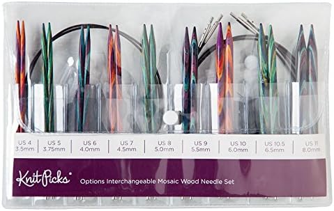 Knit Picks Options Wood Interchangeable Knitting Needle Set - US 4-11 (Mosaic)