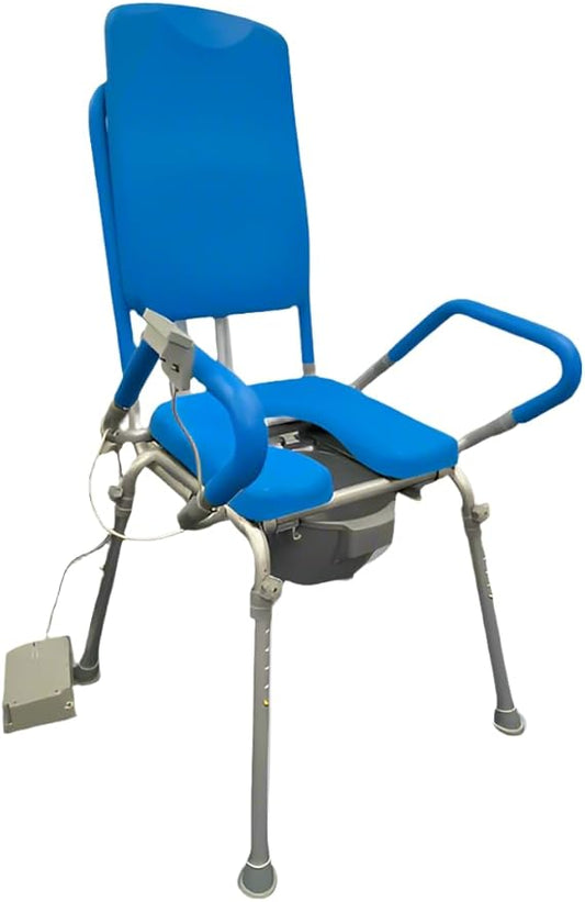 Platinum Health GentleBoost Uplift Raised Toilet Seat with Handles, Padded Bedside Commode Chair for Toilet (Blue) (330lb. Capacity)