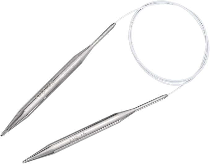 uxcell Size US 15 (10mm) Knitting Needles Circular Needle 47 Inch(120cm) Round Metal Stainless Steel Needle for Handmade Projects DIY Knitting White