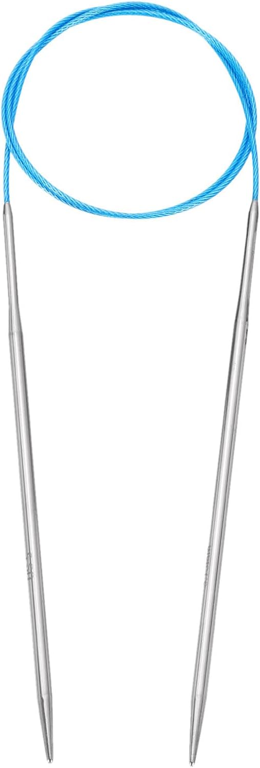 uxcell Size US 5 (3.75mm) Knitting Needles Circular Needle 31 Inch(80cm) Round Metal Stainless Steel Needle for Handmade Projects DIY Knitting Blue