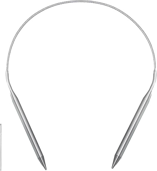 Size 11 Stainless Steel Circular Knitting Needles 16 Inch 8 mm Set Round Metal (Silver, 16 inch-11-(8mm))