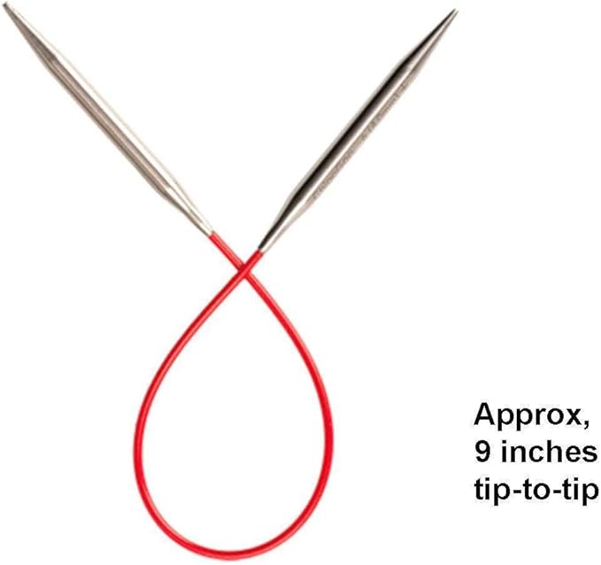 ChiaoGoo Knit Red 9 inch (23cm) Circular Knitting Needles US Size 0 (2mm) Stainless Steel 6009-0 with Stitch Holder