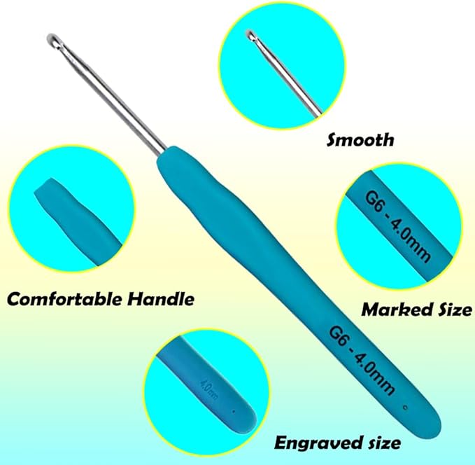 Yarniss Ergonomic Crochet Hooks Set, 9 Sizes Crochet Hooks with Case 2.0mm~6.0mm