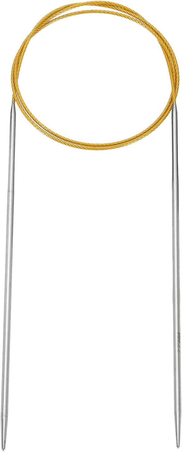 uxcell Size US 2 (2.75mm) Knitting Needles Circular Needle 31 Inch(80cm) Round Metal Stainless Steel Needle for Handmade Projects DIY Knitting Yellow