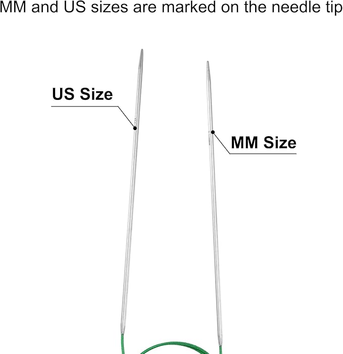 uxcell 1 Gauge Knitting Circular Needle 26 Inch(65cm) Metal Round Stainless Steel Needle with Large Eye Sewing & Stitch Markers for Handmade Projects DIY Knit Blankets