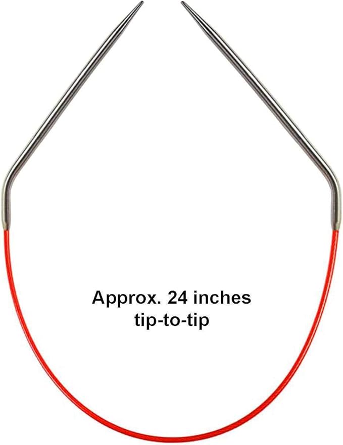 ChiaoGoo Knit Red 24 inch (61cm) Circular Knitting Needles US Size 4 (3.5mm) Stainless Steel 6024-4 with Stitch Holder