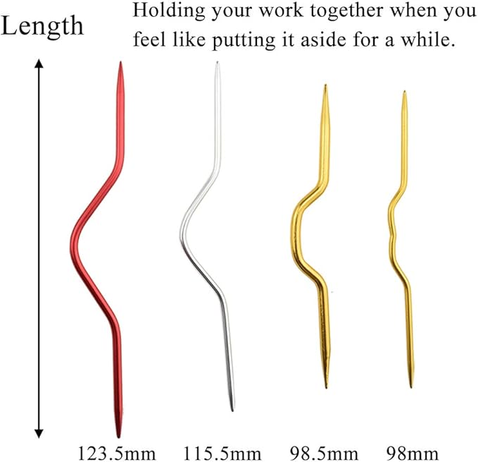 HAHIYO Needles Stitch Holders with Plastic Stitch Markers Set Sturdy Aluminum Mixed Color Safety Pin Knitting Bent Weaving Needle Hooks 9 Pieces for Sweaters Socks Yarn Sewing Crochet Embroidery