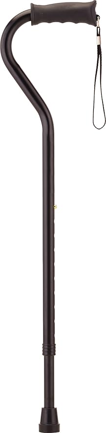 NOVA Designer Walking Cane with Offset Rubber Handle, Lightweight Adjustable Cane with Carrying Strap, Cane for Men and Women, Walking Canes for Balance, Black