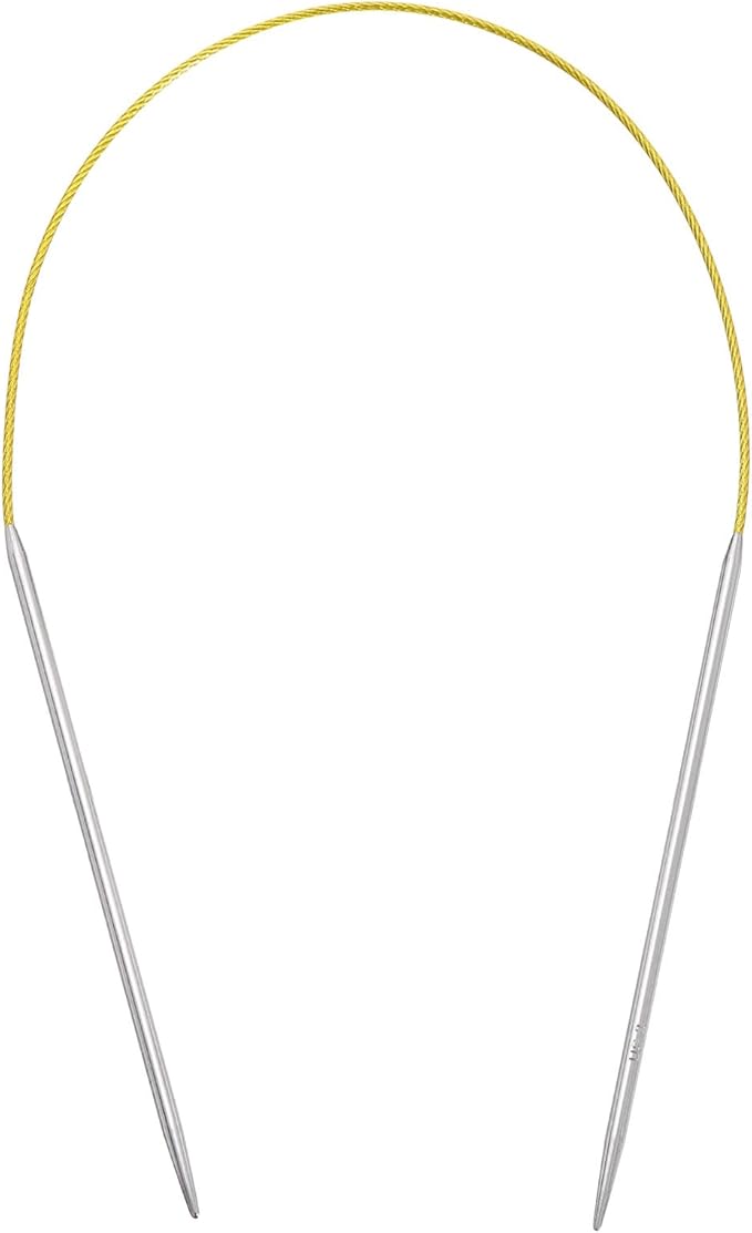 uxcell Size US 2 (2.75mm) Knitting Needles Circular Needle 16 Inch(40cm) Round Metal Stainless Steel Needle for Handmade Projects DIY Knitting Yellow