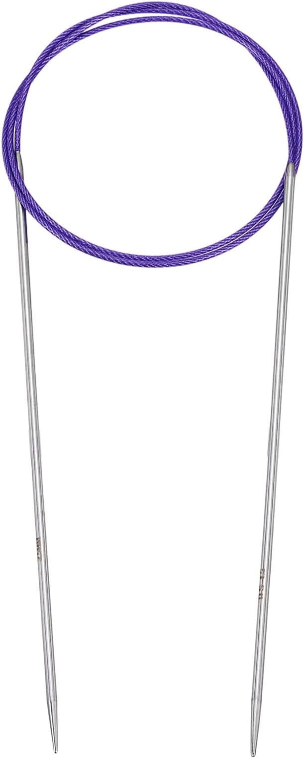 uxcell (2.5mm) Knitting Needles Circular Needle 32 Inch(80cm) Round Metal Stainless Steel Needle for Handmade Projects DIY Knitting