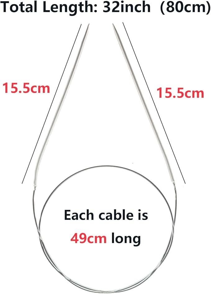 Circular Knitting Needles,32 Inch (80cm) Length Premium Aluminum Round Knitting Needles for Handmade Knitting DIY Size US 4(3.5mm)