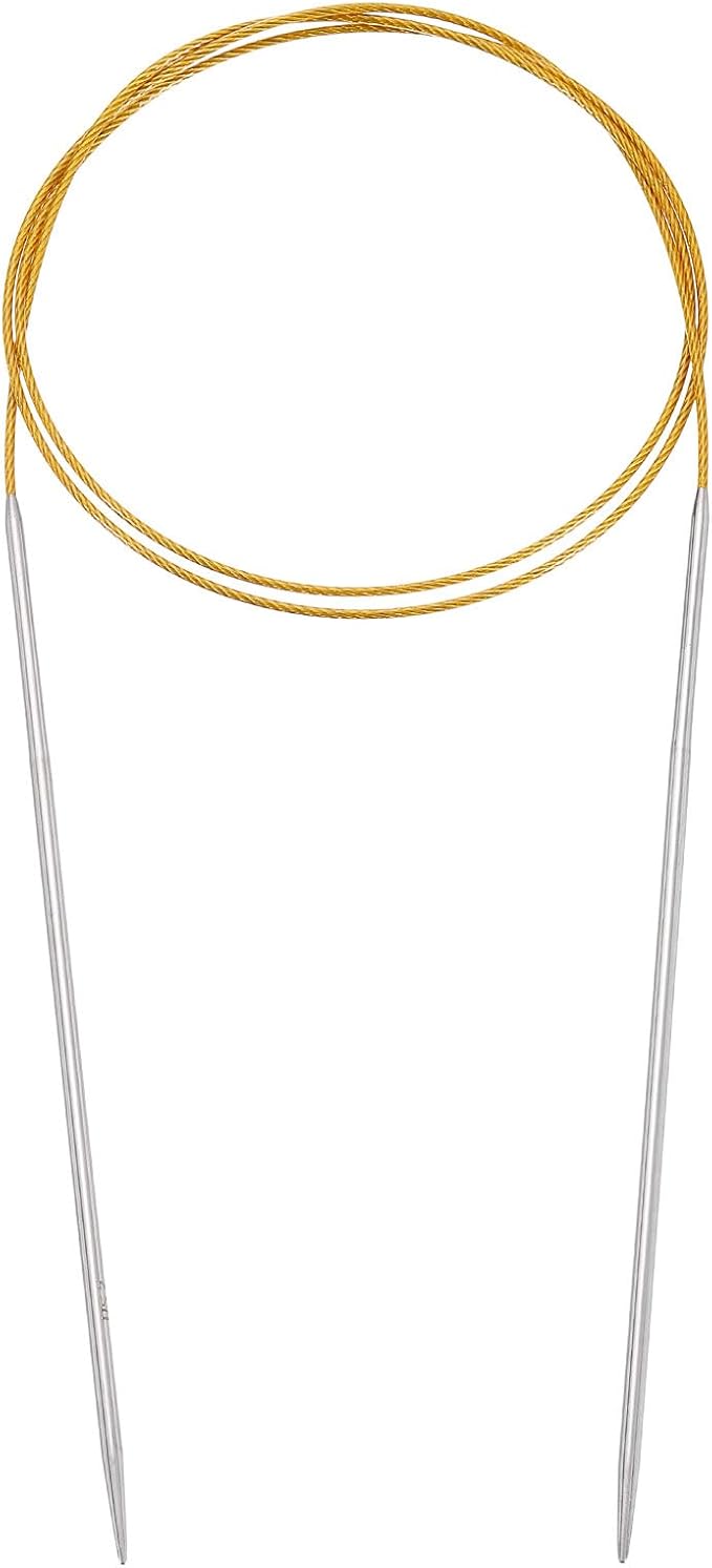 uxcell Size US 2 (2.75mm) Knitting Needles Circular Needle 40 Inch(100cm) Round Metal Stainless Steel Needle for Handmade Projects DIY Knitting Gold