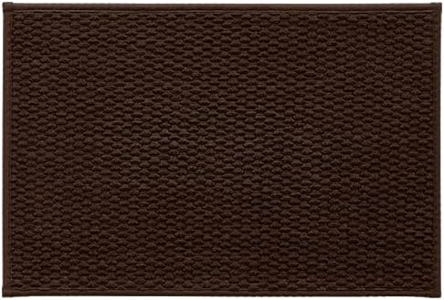 Bathroom Rugs Non Slip Washable, Super Absorbent Thin Bath Mat Small Quick Dry Low Pile Bathroom Rug, Brown 16"x24"