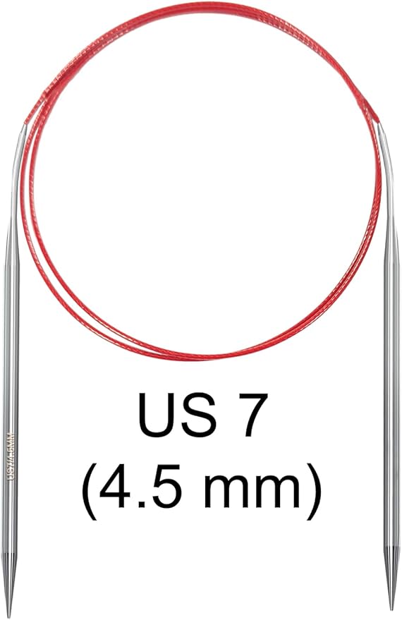 Size 7/4.5mm Circular Knitting Needles,40 Inch/100cm Knitting Needles for Beginners,Metal Round Knitting Needle Set with 9 Yarn Needle (Red, 40-inch-US-7(4.5mm))