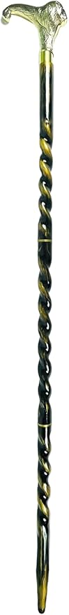 All Black Snake Handle Spiral Wooden Walking Cane