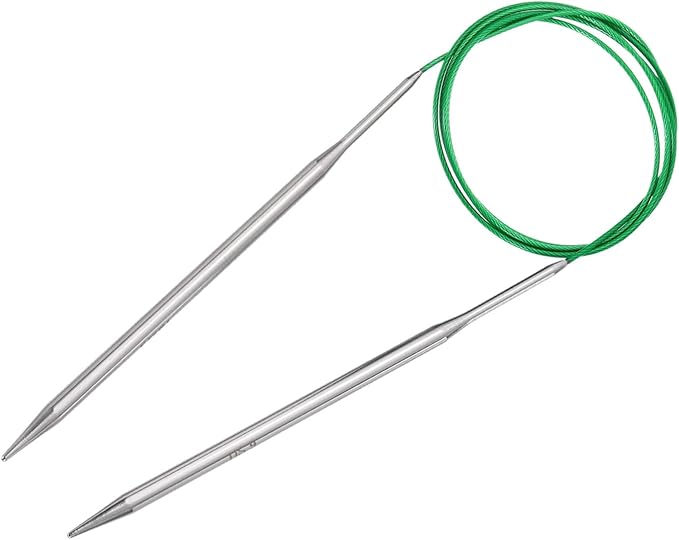 uxcell Size US 9 (5.5mm) Knitting Needles Circular Needle 47 Inch(120cm) Round Metal Stainless Steel Needle for Handmade Projects DIY Knitting Green