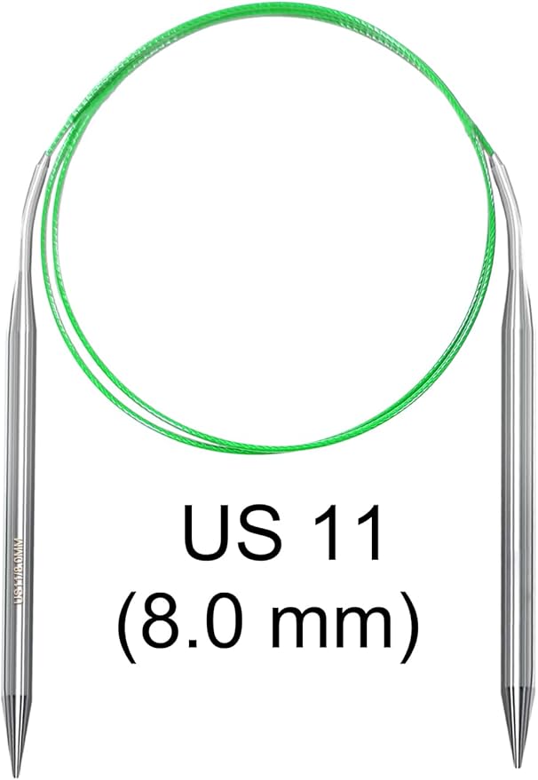 Size 11/8mm Circular Knitting Needles,40 Inch/100cm Knitting Needles for Beginners,Metal Round Knitting Needle Set with 9 Yarn Needle (Green, 40-inch-US-11(8mm))