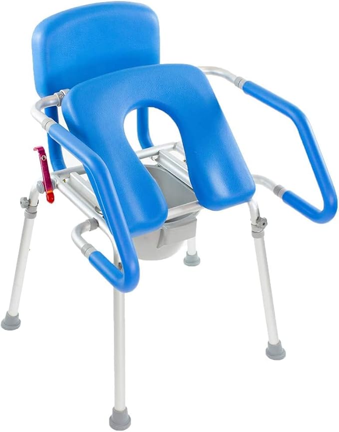 Platinum Health GentleBoost Uplift Raised Toilet Seat with Handles, Padded Bedside Commode Chair for Toilet, Elderly,Handicap Assistance Products, Elevevated, Adjustable with Arms, for Seniors (Blue)