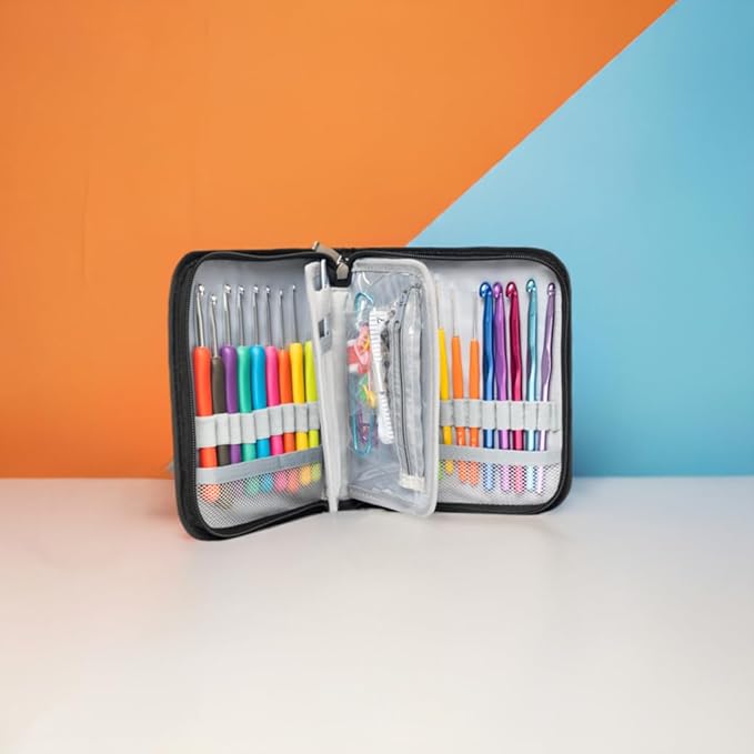 SHAXANO Crochet Hooks Kit with Case, 95-Piece, Ergonomic Crochet Needles Weave Yarn Kits DIY Hand Knitting Art Tools for Beginners and Experienced Crochet Lovers