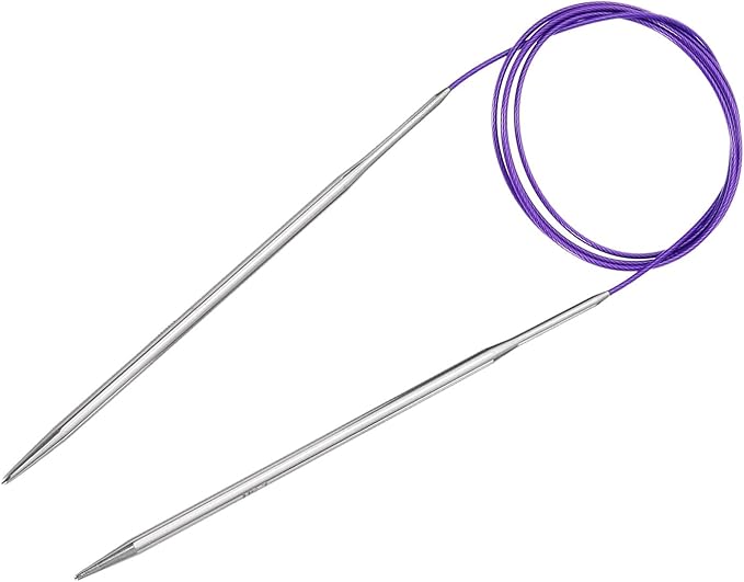 uxcell Size US 7 (4.5mm) Knitting Needles Circular Needle 47 Inch(120cm) Round Metal Stainless Steel Needle for Handmade Projects DIY Knitting Purple