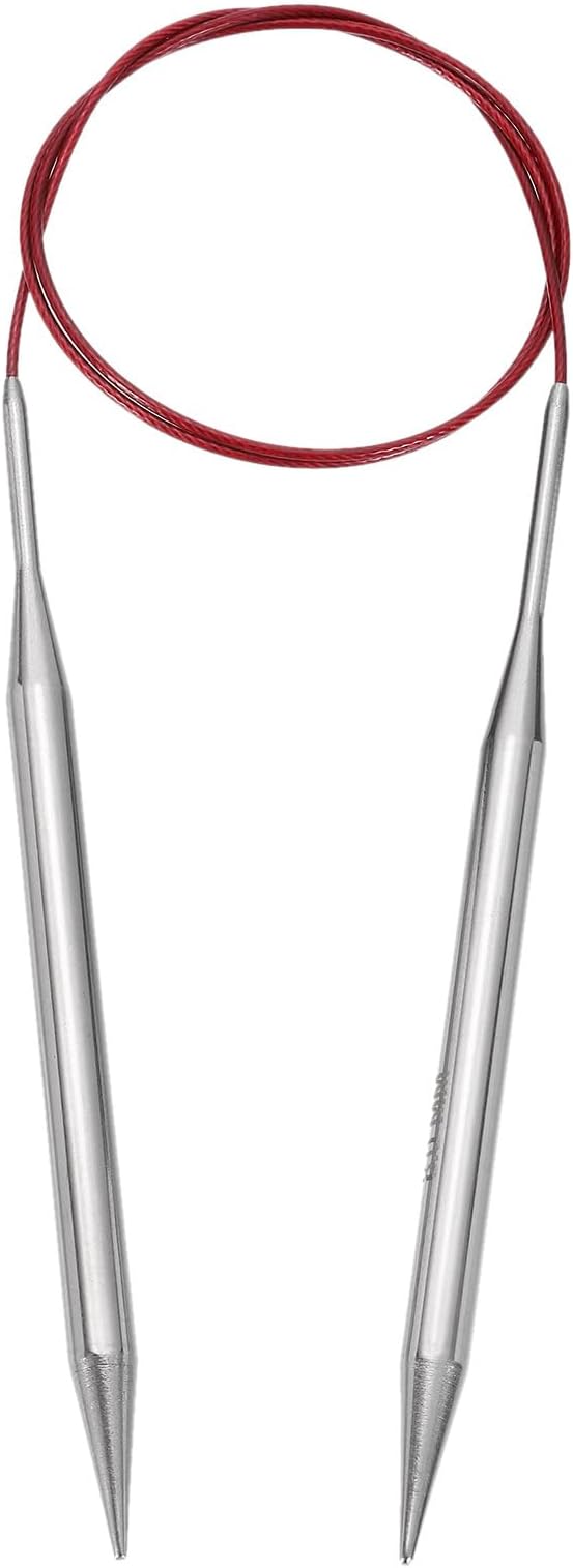 uxcell Size US 11 (8mm) Knitting Needles Circular Needle 31 Inch(80cm) Round Metal Stainless Steel Needle for Handmade Projects DIY Knitting Red