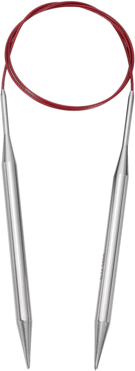 uxcell Size US 11 (8mm) Knitting Needles Circular Needle 31 Inch(80cm) Round Metal Stainless Steel Needle for Handmade Projects DIY Knitting Red