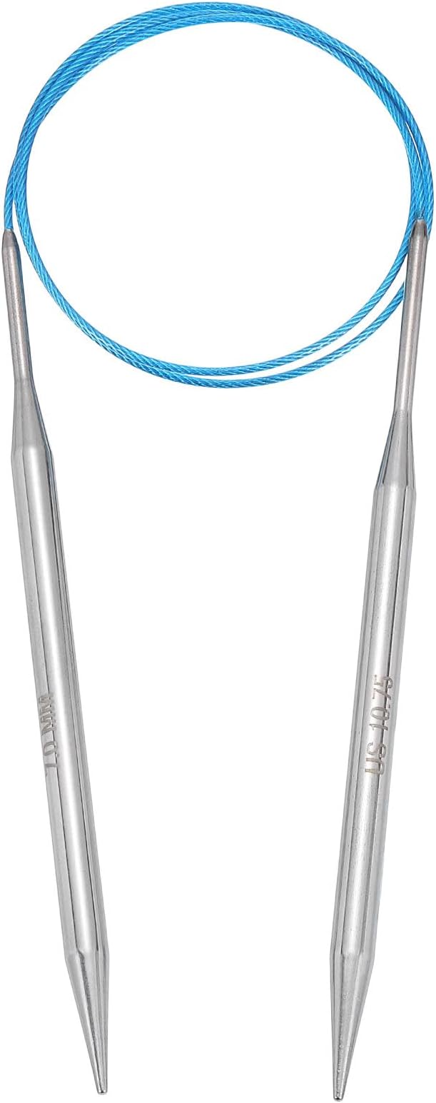 uxcell Size US 10.75 (7mm) Knitting Needles Circular Needle 32 Inch(80cm) Round Metal Stainless Steel Needle for Handmade Projects DIY Knitting