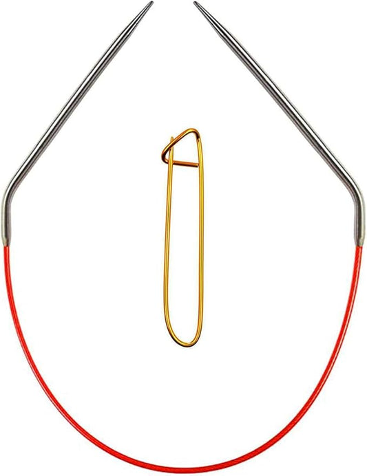 ChiaoGoo Knit Red 32 inch (81cm) Circular Knitting Needles US Size 5 (3.75mm) Stainless Steel 6032-5 with Stitch Holder