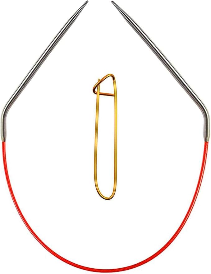 ChiaoGoo Knit Red 32 inch (81cm) Circular Knitting Needles US Size 7 (4.5mm) Stainless Steel 6032-7 with Stitch Holder