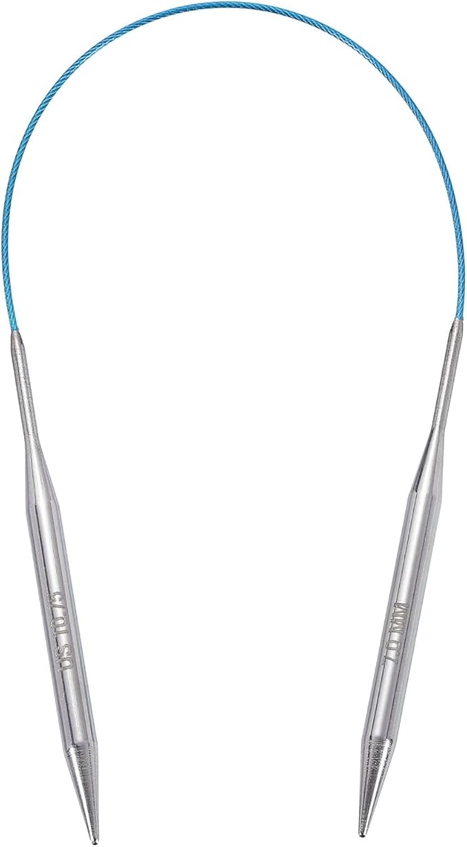 uxcell Size US 10.5 (7mm) Knitting Needles Circular Needle 16 Inch(40cm) Round Metal Stainless Steel Needle for Handmade Projects DIY Knitting Blue