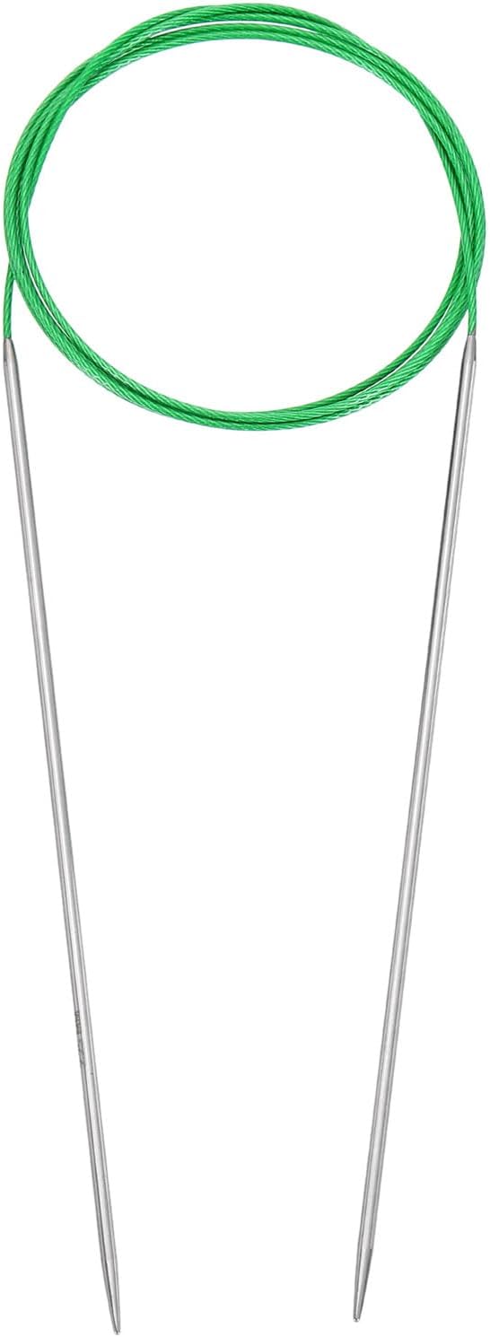 uxcell Size US 1 (2.25mm) Knitting Needles Circular Needle 47 Inch(120cm) Round Metal Stainless Steel Needle for Handmade Projects DIY Knitting Green