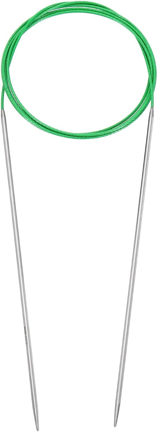 uxcell Size US 1 (2.25mm) Knitting Needles Circular Needle 47 Inch(120cm) Round Metal Stainless Steel Needle for Handmade Projects DIY Knitting Green