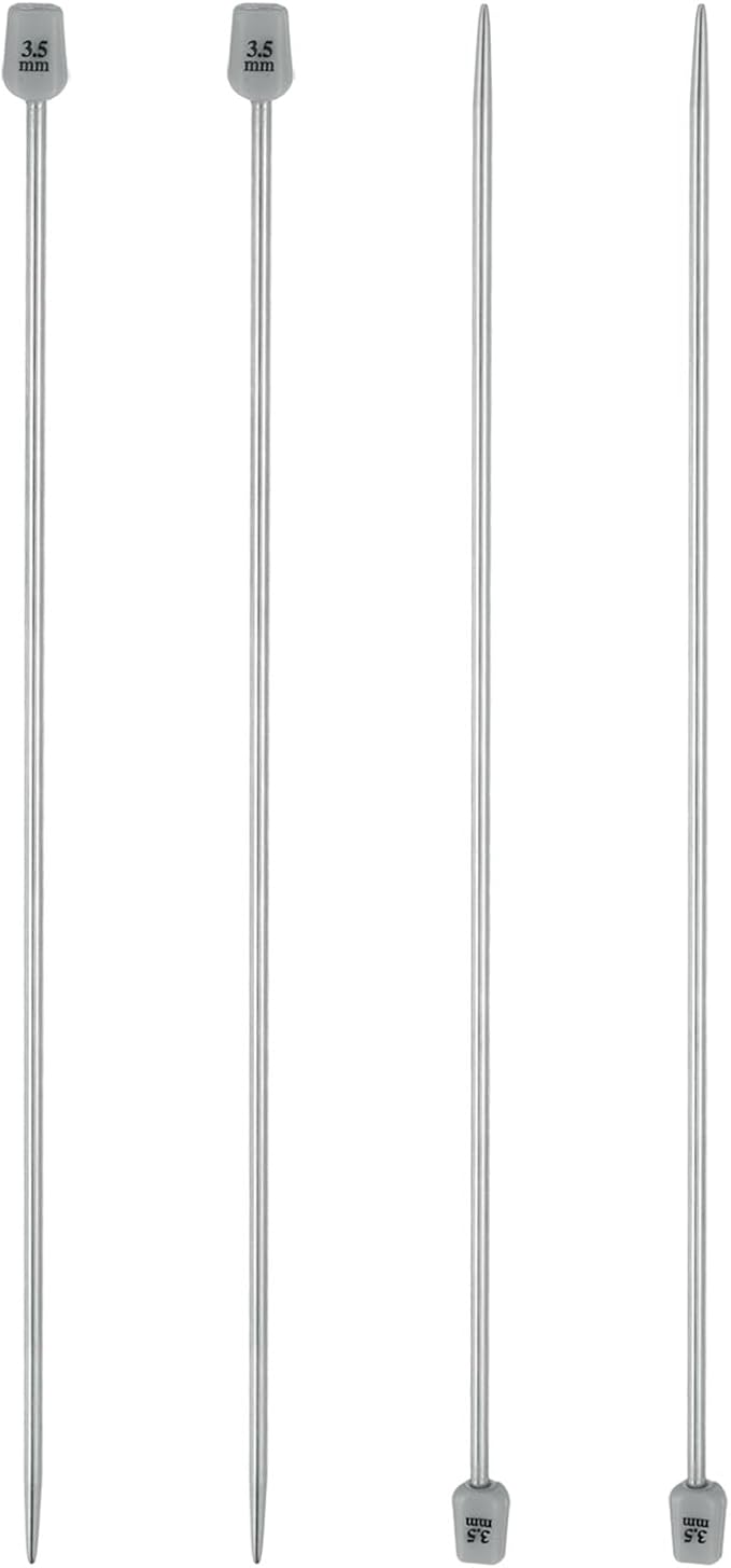 uxcell 4Pcs 3.5mm(E) Single Pointed Knitting Needles Stainless Steel 9.84 Inches Length Metal Weaving Tool for Handmade Projects DIY Knitting