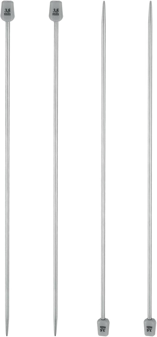 uxcell 4Pcs 3.5mm(E) Single Pointed Knitting Needles Stainless Steel 9.84 Inches Length Metal Weaving Tool for Handmade Projects DIY Knitting