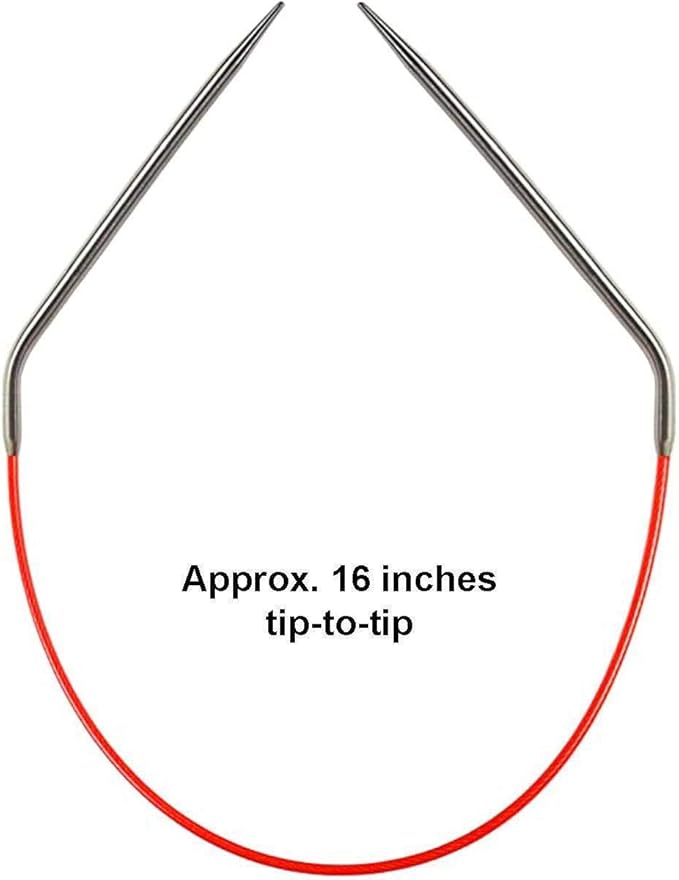 ChiaoGoo Knit Red 16 inch (41cm) Circular Knitting Needles US Size 9 (5.5mm) Stainless Steel 6016-9 with Stitch Holder