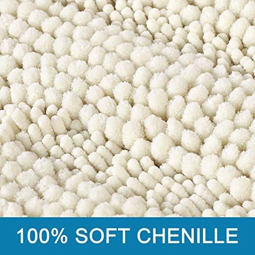 H.VERSAILTEX Bathroom Rugs Bath Rug Set 2 Piece Bathroom Contour Rug Toilet Mat Sets Non Slip Contour Bath Rug Ultra Thick Water Absorbent Striped Bath Mats Washable(47" x 17" Plus 20" x 20" U, Cream)